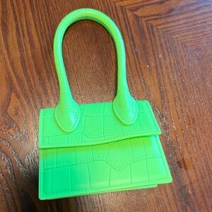 Vibrant Green Croc-Embossed Handbag